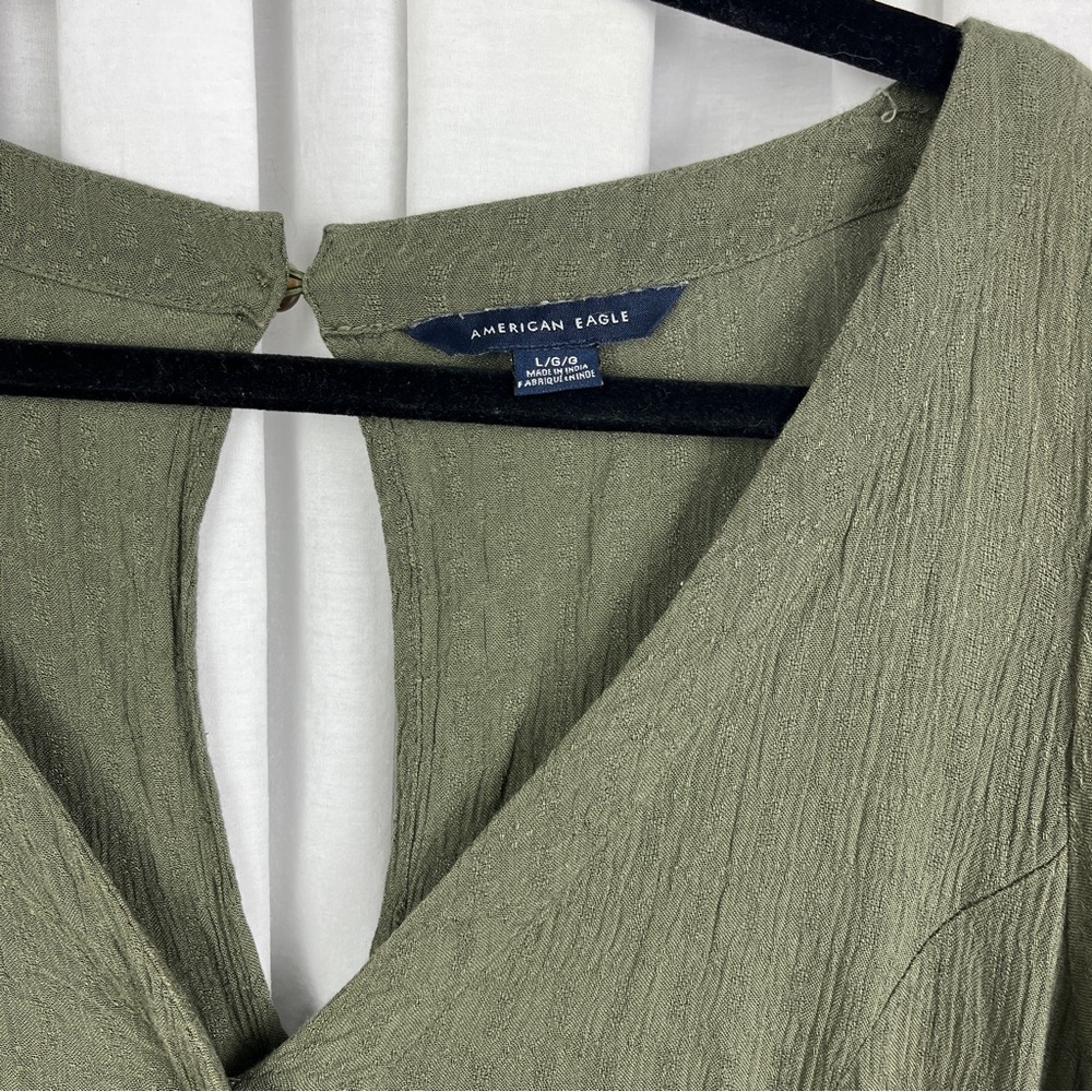American Eagle Khaki Green Fit and Flare Dress Size Large - Picture 2 of 6